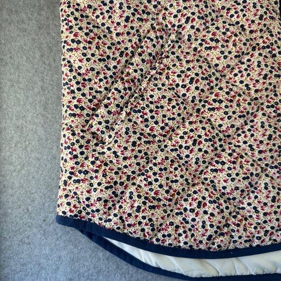 J. Crew Mercantile Women's Large Quilted Floral Puffer Vest Navy Blue Pink White - Picture 7 of 10